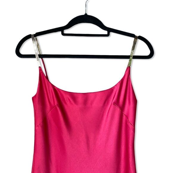 GALVAN LONDON Christiane Chain-Trimmed Satin Midi Slip Dress pink $1035 NWT 6 - Picture 6 of 10